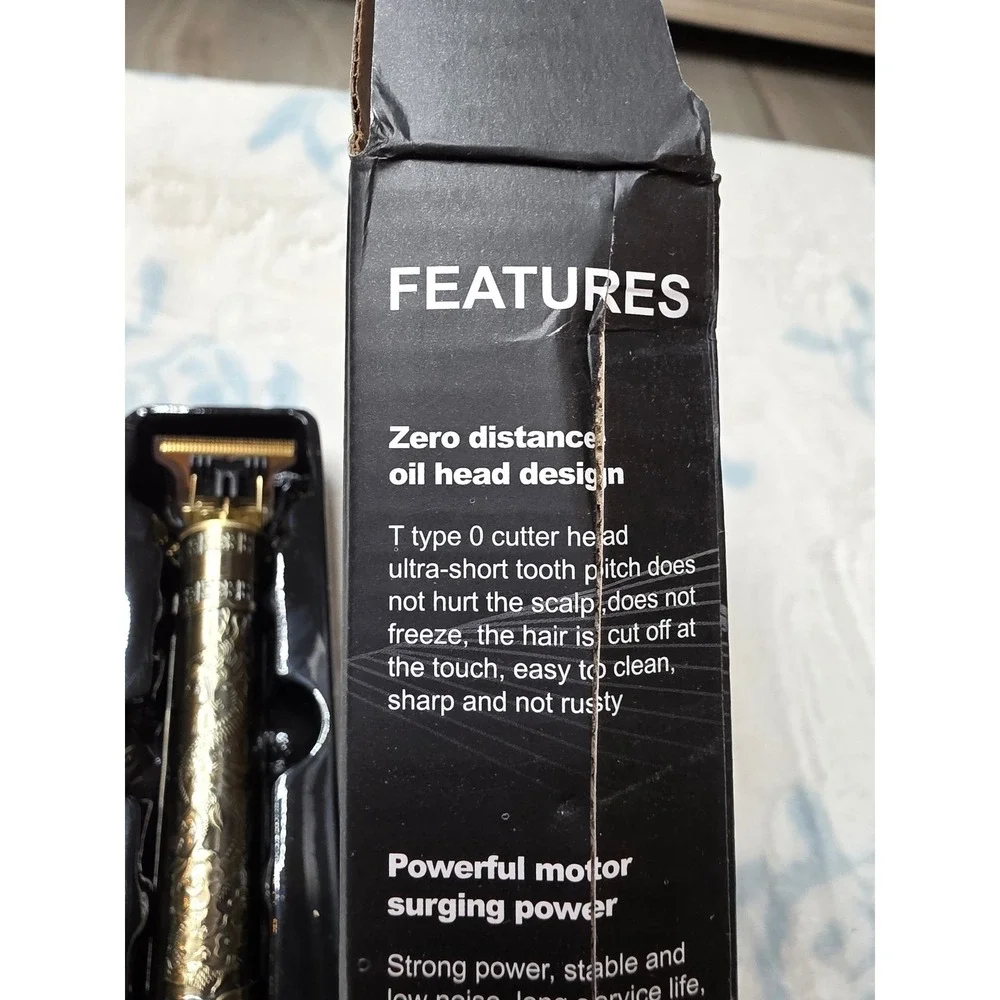 MiniSun Professional Cordless Hair Trimmer Dragon Embossed T-Blade Clipper Gold‎
